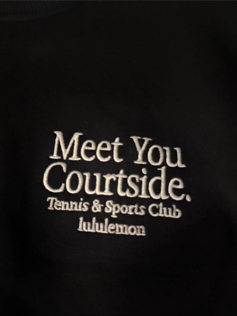 lululemon athletica Black Crewneck Pullover with Yellow Tennis Graphic